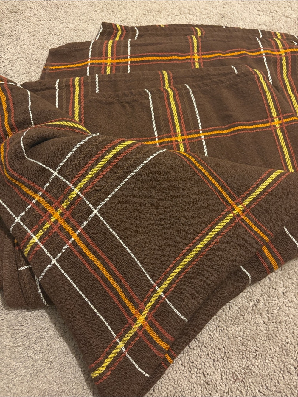 Vintage Brown Plaid throw with Yellow & Orange Accents